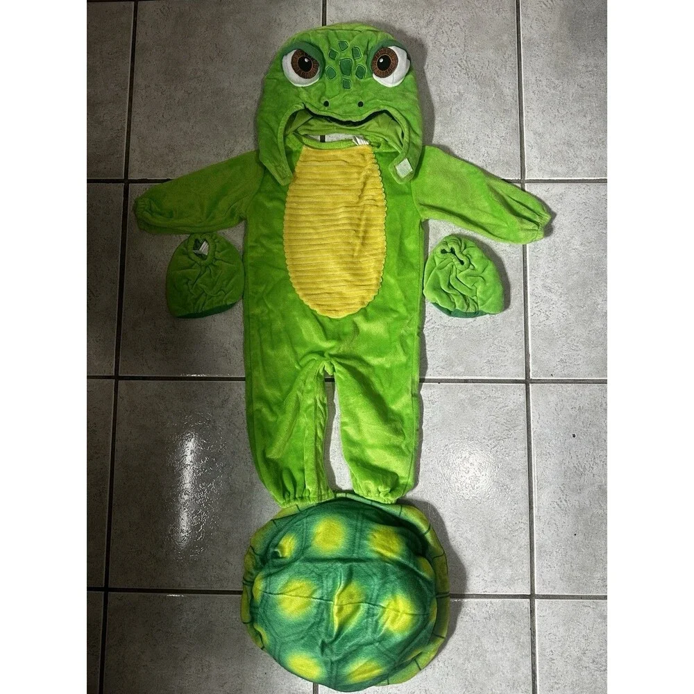 Kids Green Turtle Costume Plush Halloween Cosplay Outfit Shell Gloves Hood